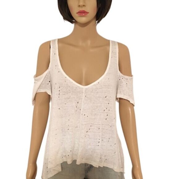 Olivaceous -- Cold Shoulder Linen Blend Top or Coverup - Picture 2 of 16